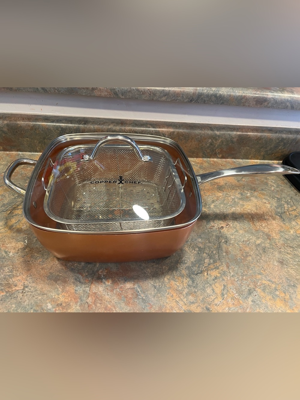 COPPER CHEHEF Brown Nonstick Covered Saucepan